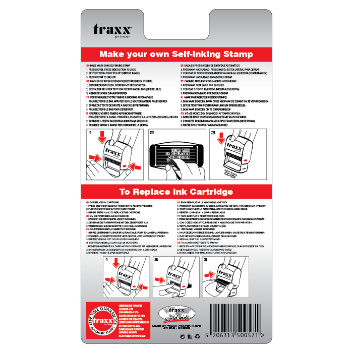 DIY Rubber Stamp KIT - Traxx 8053 - 5 Lines 22x58mm BLACK